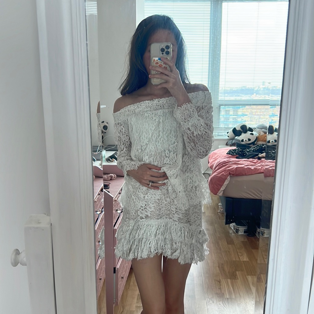Set Loveshackfancy White Lace Off The Shoulders Top And Ruffled Skirt
